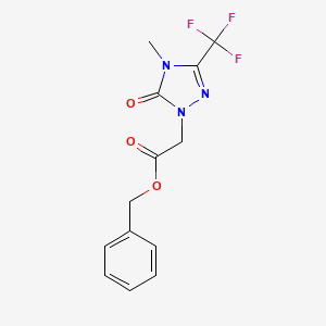 molecular formula C13H12F3N3O3 B2885384 benzyl 2-(4-methyl-5-oxo-3-(trifluoromethyl)-4,5-dihydro-1H-1,2,4-triazol-1-yl)acetate CAS No. 1421476-78-9