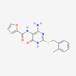 molecular formula C17H16N4O3S B2885392 N-(4-amino-2-((2-methylbenzyl)thio)-6-oxo-1,6-dihydropyrimidin-5-yl)furan-2-carboxamide CAS No. 868226-57-7