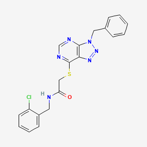 molecular formula C20H17ClN6OS B2885400 2-((3-benzyl-3H-[1,2,3]triazolo[4,5-d]pyrimidin-7-yl)thio)-N-(2-chlorobenzyl)acetamide CAS No. 863452-97-5
