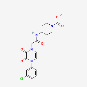 molecular formula C20H23ClN4O5 B2885401 ethyl 4-(2-(4-(3-chlorophenyl)-2,3-dioxo-3,4-dihydropyrazin-1(2H)-yl)acetamido)piperidine-1-carboxylate CAS No. 1421499-94-6