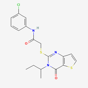 molecular formula C18H18ClN3O2S2 B2885403 2-{[3-(butan-2-yl)-4-oxo-3,4-dihydrothieno[3,2-d]pyrimidin-2-yl]sulfanyl}-N-(3-chlorophenyl)acetamide CAS No. 1326923-61-8