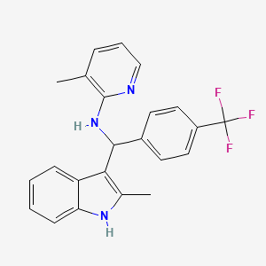 molecular formula C23H20F3N3 B2885427 3-methyl-N-((2-methyl-1H-indol-3-yl)(4-(trifluoromethyl)phenyl)methyl)pyridin-2-amine CAS No. 325992-93-6