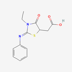 molecular formula C13H14N2O3S B2885442 (3-Ethyl-4-oxo-2-phenylimino-thiazolidin-5-yl)-acetic acid CAS No. 104445-59-2