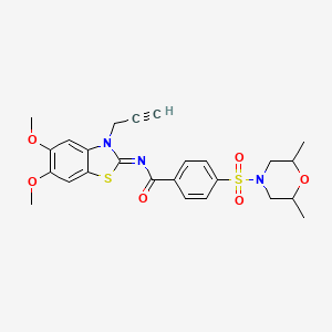 (Z)-N-(5,6-dimethoxy-3-(prop-2-yn-1-yl)benzo[d]thiazol-2(3H)-ylidene)-4-((2,6-dimethylmorpholino)sulfonyl)benzamide