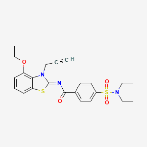 molecular formula C23H25N3O4S2 B2885454 4-(二乙基磺酰氨基)-N-(4-乙氧基-3-丙-2-炔基-1,3-苯并噻唑-2-亚甲基)苯甲酰胺 CAS No. 868376-96-9