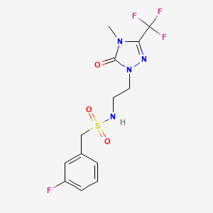 molecular formula C13H14F4N4O3S B2885455 1-(3-fluorophenyl)-N-(2-(4-methyl-5-oxo-3-(trifluoromethyl)-4,5-dihydro-1H-1,2,4-triazol-1-yl)ethyl)methanesulfonamide CAS No. 1421525-59-8