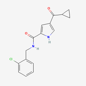 molecular formula C16H15ClN2O2 B2885471 N-(2-chlorobenzyl)-4-(cyclopropylcarbonyl)-1H-pyrrole-2-carboxamide CAS No. 478249-78-4