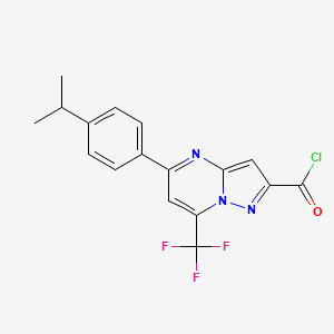 molecular formula C17H13ClF3N3O B2885499 5-(4-Isopropylphenyl)-7-(trifluoromethyl)pyrazolo[1,5-a]pyrimidine-2-carbonyl chloride CAS No. 865412-32-4