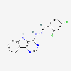 molecular formula C17H11Cl2N5 B2885507 2,4-dichlorobenzenecarbaldehyde N-(5H-pyrimido[5,4-b]indol-4-yl)hydrazone CAS No. 338757-72-5