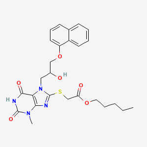 molecular formula C26H30N4O6S B2885511 戊基2-[7-(2-羟基-3-萘-1-yloxy丙基)-3-甲基-2,6-二氧嘌呤-8-基]硫代乙酸酯 CAS No. 303970-56-1