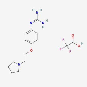 molecular formula C15H21F3N4O3 B2885512 1-(4-(2-(吡咯烷-1-基)乙氧基)苯基)胍 2,2,2-三氟乙酸盐 CAS No. 1142945-81-0