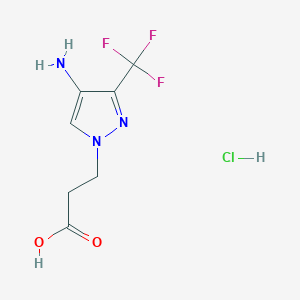 molecular formula C7H9ClF3N3O2 B2885516 3-[4-Amino-3-(trifluoromethyl)-1H-pyrazol-1-yl]propanoic acid hydrochloride CAS No. 1431965-48-8