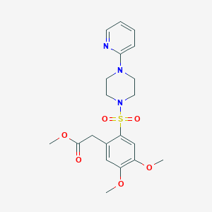 molecular formula C20H25N3O6S B2885520 Methyl 2-(4,5-dimethoxy-2-((4-(2-pyridyl)piperazinyl)sulfonyl)phenyl)acetate CAS No. 497061-00-4