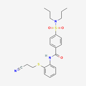 molecular formula C22H27N3O3S2 B2885521 N-(2-((2-cyanoethyl)thio)phenyl)-4-(N,N-dipropylsulfamoyl)benzamide CAS No. 477497-68-0