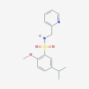 molecular formula C16H20N2O3S B288553 5-isopropyl-2-methoxy-N-(2-pyridinylmethyl)benzenesulfonamide 