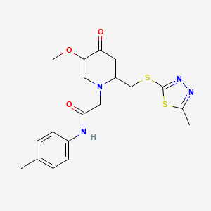 molecular formula C19H20N4O3S2 B2885532 2-(5-methoxy-2-(((5-methyl-1,3,4-thiadiazol-2-yl)thio)methyl)-4-oxopyridin-1(4H)-yl)-N-(p-tolyl)acetamide CAS No. 933252-57-4
