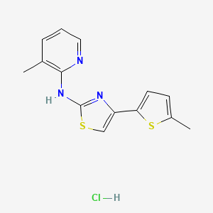 molecular formula C14H14ClN3S2 B2885536 N-(3-methylpyridin-2-yl)-4-(5-methylthiophen-2-yl)thiazol-2-amine hydrochloride CAS No. 2034325-11-4
