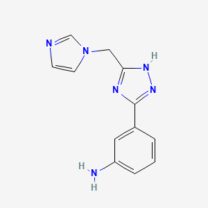 molecular formula C12H12N6 B2885544 3-[3-(1H-imidazol-1-ylmethyl)-1H-1,2,4-triazol-5-yl]aniline CAS No. 1215517-63-7