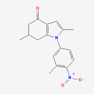 molecular formula C17H18N2O3 B2885552 2,6-二甲基-1-(3-甲基-4-硝基苯基)-5,6,7-三氢吲哚-4-酮 CAS No. 1024248-28-9