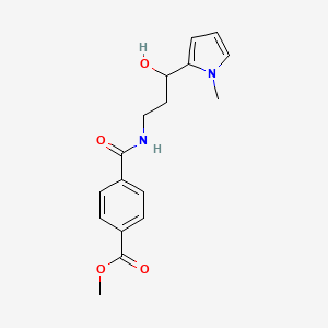 molecular formula C17H20N2O4 B2885557 methyl 4-((3-hydroxy-3-(1-methyl-1H-pyrrol-2-yl)propyl)carbamoyl)benzoate CAS No. 1798517-43-7