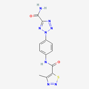 molecular formula C12H10N8O2S B2885561 N-(4-(5-carbamoyl-2H-tetrazol-2-yl)phenyl)-4-methyl-1,2,3-thiadiazole-5-carboxamide CAS No. 1396809-70-3