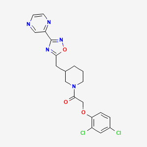 molecular formula C20H19Cl2N5O3 B2885572 2-(2,4-Dichlorophenoxy)-1-(3-((3-(pyrazin-2-yl)-1,2,4-oxadiazol-5-yl)methyl)piperidin-1-yl)ethanone CAS No. 1705070-74-1