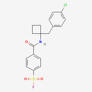 molecular formula C18H17ClFNO3S B2885575 4-[[1-[(4-Chlorophenyl)methyl]cyclobutyl]carbamoyl]benzenesulfonyl fluoride CAS No. 2249241-97-0