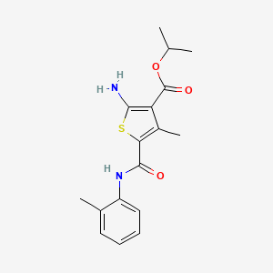 molecular formula C17H20N2O3S B2885577 Propan-2-yl 2-amino-4-methyl-5-[(2-methylphenyl)carbamoyl]thiophene-3-carboxylate CAS No. 350997-05-6