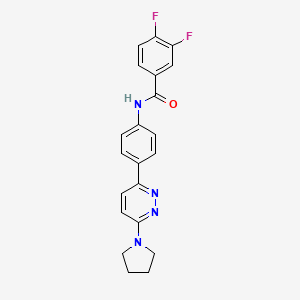 molecular formula C21H18F2N4O B2885583 3,4-二氟-N-(4-(6-(吡咯烷-1-基)嘧啶-3-基)苯基)苯甲酰胺 CAS No. 941940-55-2