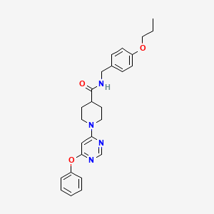 molecular formula C26H30N4O3 B2885584 1-(6-phenoxypyrimidin-4-yl)-N-(4-propoxybenzyl)piperidine-4-carboxamide CAS No. 1116045-12-5
