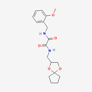 molecular formula C18H24N2O5 B2885598 N1-(1,4-dioxaspiro[4.4]nonan-2-ylmethyl)-N2-(2-methoxybenzyl)oxalamide CAS No. 941996-09-4