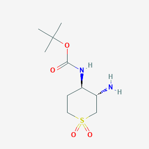 molecular formula C10H20N2O4S B2885600 Tert-butyl N-[(3S,4R)-3-amino-1,1-dioxothian-4-yl]carbamate CAS No. 480450-20-2
