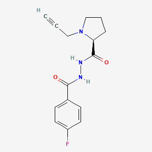 4-fluoro-N'-[(2S)-1-(prop-2-yn-1-yl)pyrrolidine-2-carbonyl]benzohydrazide