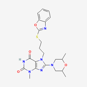 7-(3-(benzo[d]oxazol-2-ylthio)propyl)-8-(2,6-dimethylmorpholino)-3-methyl-1H-purine-2,6(3H,7H)-dione
