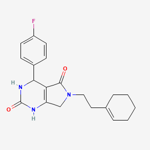molecular formula C20H22FN3O2 B2885614 6-(2-(cyclohex-1-en-1-yl)ethyl)-4-(4-fluorophenyl)-3,4,6,7-tetrahydro-1H-pyrrolo[3,4-d]pyrimidine-2,5-dione CAS No. 946270-48-0