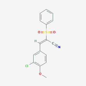 molecular formula C16H12ClNO3S B2885620 (E)-2-(benzenesulfonyl)-3-(3-chloro-4-methoxyphenyl)prop-2-enenitrile CAS No. 861207-90-1
