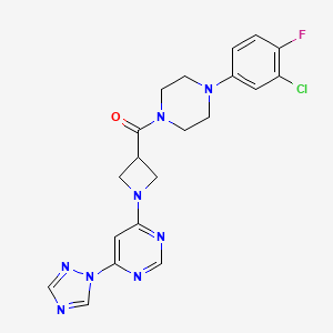 molecular formula C20H20ClFN8O B2885631 (1-(6-(1H-1,2,4-triazol-1-yl)pyrimidin-4-yl)azetidin-3-yl)(4-(3-chloro-4-fluorophenyl)piperazin-1-yl)methanone CAS No. 2034359-92-5