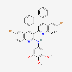 molecular formula C39H29Br2N3O3 B2885632 6-溴-3-(6-溴-4-苯基喹啉-2-基)-4-苯基-N-(3,4,5-三甲氧基苯基)喹啉-2-胺 CAS No. 380446-40-2