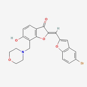 molecular formula C22H18BrNO5 B2885634 (2Z)-2-[(5-bromo-1-benzofuran-2-yl)methylidene]-6-hydroxy-7-(morpholin-4-ylmethyl)-1-benzofuran-3(2H)-one CAS No. 929489-05-4
