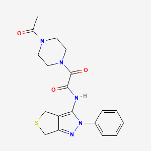 molecular formula C19H21N5O3S B2885637 2-(4-acetylpiperazin-1-yl)-2-oxo-N-(2-phenyl-4,6-dihydrothieno[3,4-c]pyrazol-3-yl)acetamide CAS No. 941884-04-4