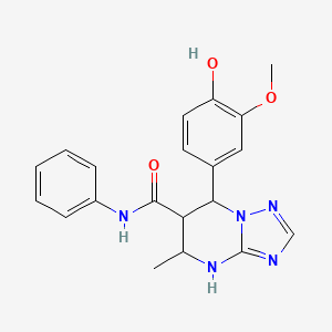molecular formula C20H21N5O3 B2885641 7-(4-hydroxy-3-methoxyphenyl)-5-methyl-N-phenyl-4,5,6,7-tetrahydro-[1,2,4]triazolo[1,5-a]pyrimidine-6-carboxamide CAS No. 1212295-65-2