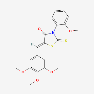 molecular formula C20H19NO5S2 B2885644 (5Z)-3-(2-methoxyphenyl)-2-sulfanylidene-5-[(3,4,5-trimethoxyphenyl)methylidene]-1,3-thiazolidin-4-one CAS No. 638139-49-8