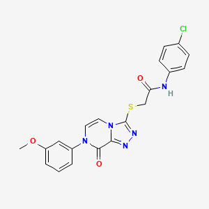 molecular formula C20H16ClN5O3S B2885650 N-(4-氯苯基)-2-((7-(3-甲氧基苯基)-8-氧代-7,8-二氢-[1,2,4]三唑并[4,3-a]嘧啶-3-基)硫代)乙酰胺 CAS No. 1242907-15-8