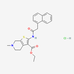 molecular formula C23H25ClN2O3S B2885663 Ethyl 6-methyl-2-(2-(naphthalen-1-yl)acetamido)-4,5,6,7-tetrahydrothieno[2,3-c]pyridine-3-carboxylate hydrochloride CAS No. 1216833-62-3