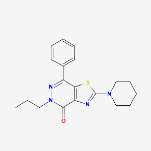 molecular formula C19H22N4OS B2885666 7-苯基-2-(哌啶-1-基)-5-丙基噻唑并[4,5-d]嘧啶并-4(5H)-酮 CAS No. 1203128-29-3