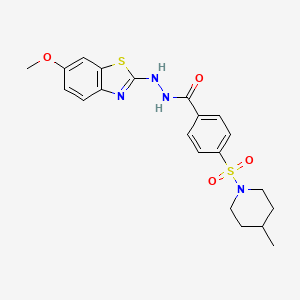 molecular formula C21H24N4O4S2 B2885668 N'-(6-methoxybenzo[d]thiazol-2-yl)-4-((4-methylpiperidin-1-yl)sulfonyl)benzohydrazide CAS No. 851979-86-7