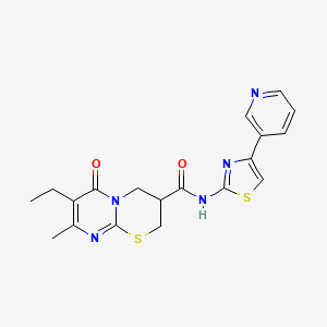 molecular formula C19H19N5O2S2 B2885669 7-ethyl-8-methyl-6-oxo-N-(4-(pyridin-3-yl)thiazol-2-yl)-2,3,4,6-tetrahydropyrimido[2,1-b][1,3]thiazine-3-carboxamide CAS No. 1421495-20-6