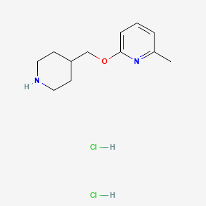 molecular formula C12H20Cl2N2O B2885678 2-Methyl-6-[(piperidin-4-yl)methoxy]pyridine dihydrochloride CAS No. 2097937-77-2