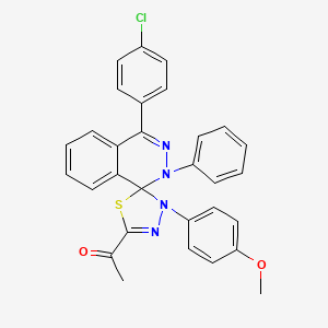 molecular formula C30H23ClN4O2S B2885691 1-(4-(4-chlorophenyl)-3'-(4-methoxyphenyl)-2-phenyl-2H,3'H-spiro[phthalazine-1,2'-[1,3,4]thiadiazol]-5'-yl)ethanone CAS No. 311763-62-9