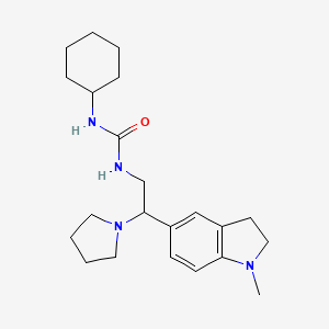 molecular formula C22H34N4O B2885709 1-环己基-3-(2-(1-甲基吲哚-5-基)-2-(吡咯烷-1-基)乙基)脲 CAS No. 1170088-10-4
